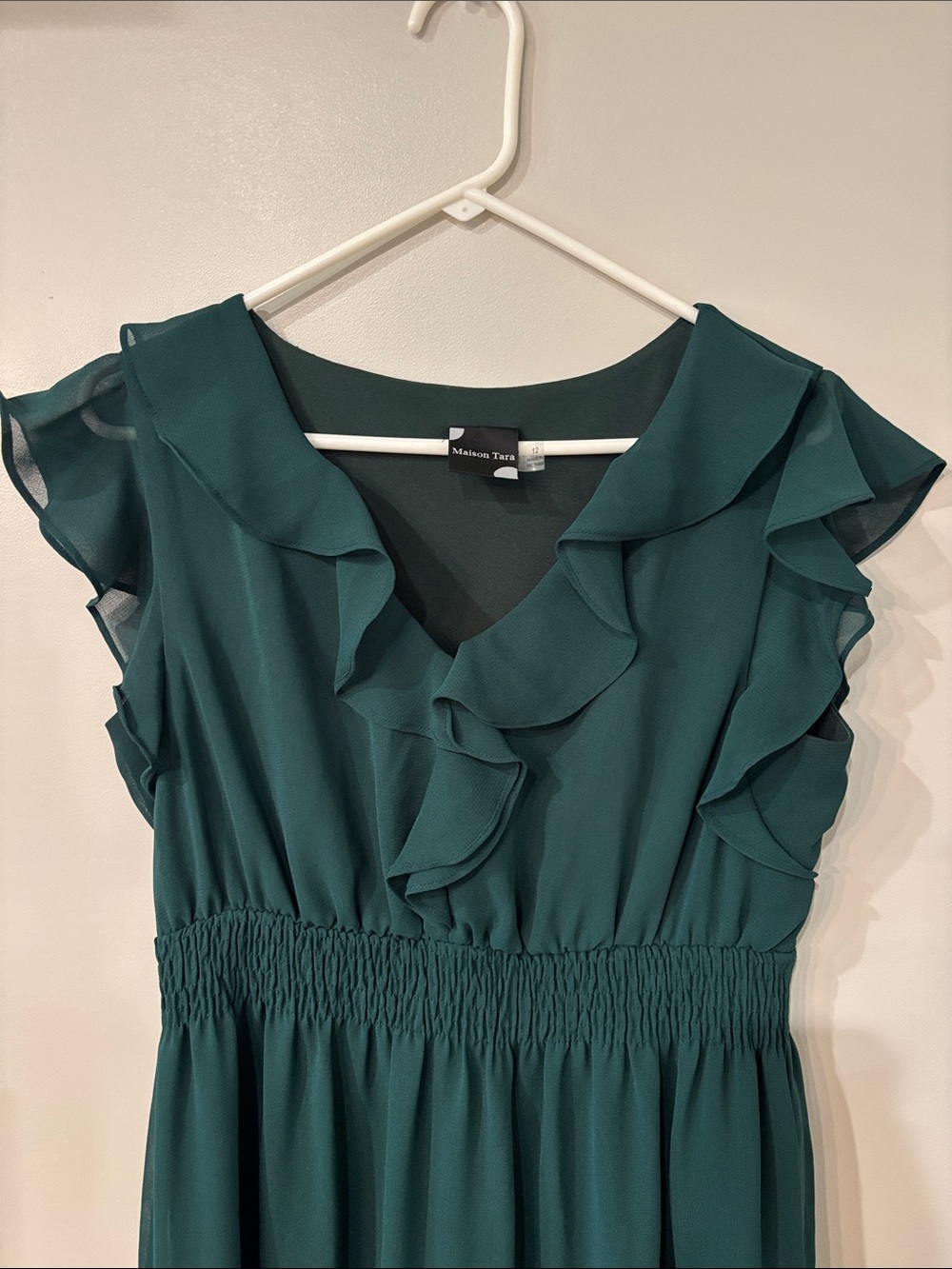 Emerald Green Ruffle High-Low Dress - Picture 4 of 6